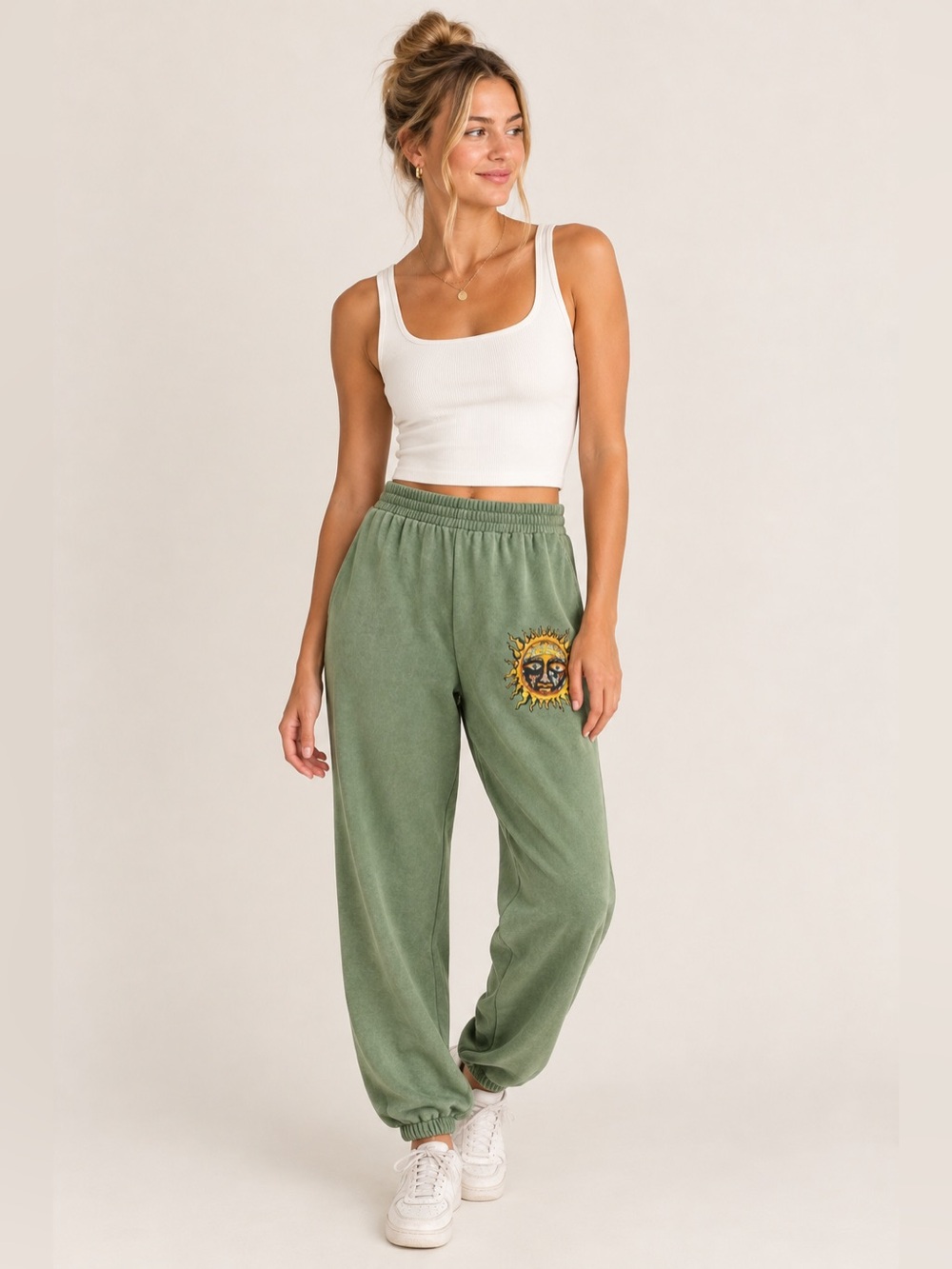 Sublime Green Sun Logo Graphic Sweatpants Joggers Size XL